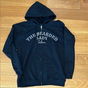 New the bearded lady salon large zip up hoodie